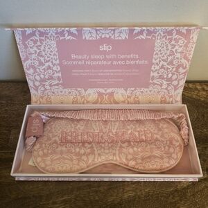 Slip Pure Silk Sleep Mask Bridesmaid Faux Pearl Floral Pink Cream Wedding